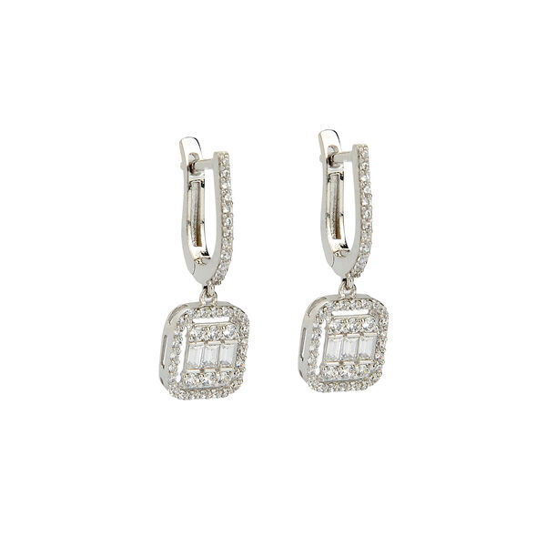 Baget Taşlı Beyaz Altın Küpe 14KP1845 - Altınaşkı