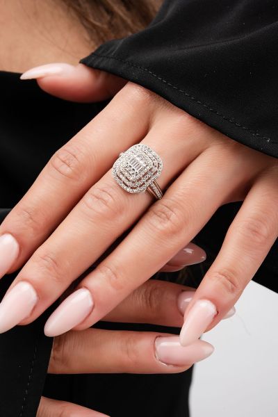 Baget taşlı Beyaz Altın Yüzük 14YZ3868 - Altınaşkı