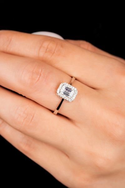 Baget Taşlı Beyaz Altın Yüzük 8YZK2785 - Altınaşkı