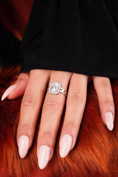 Baget Taşlı Beyaz Altın Yüzük 8YZK486 - Altınaşkı