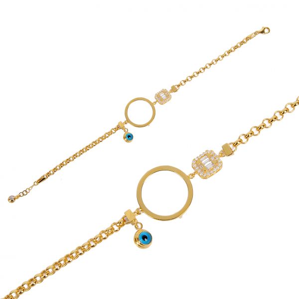 Baget Taşlı Çeyrek Çerçeveli Altın Bileklik 14KNY998 - Altınaşkı