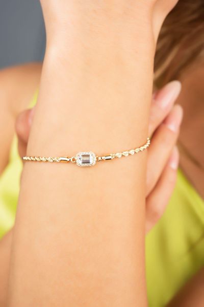 Baget Taşlı Halat Altın Bileklık 8KNY1299 - Altınaşkı