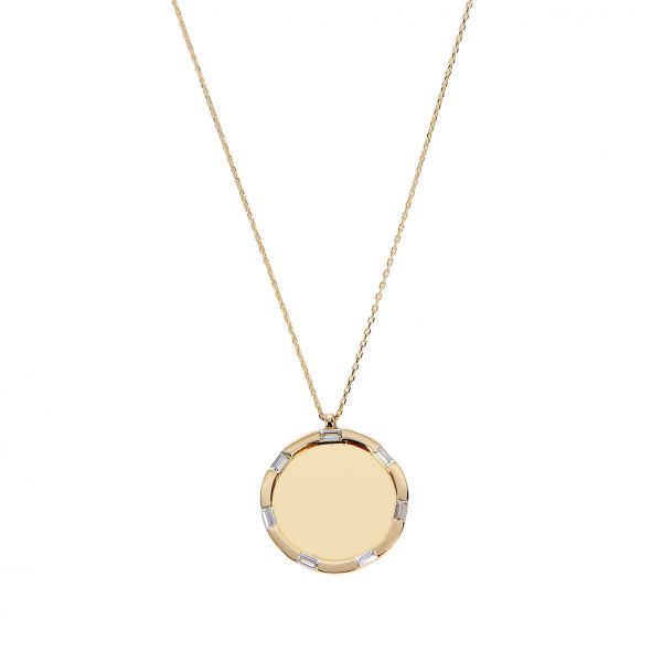 Baget Taşlı Plaka Altın Kolye 14KLY2525 - Altınaşkı