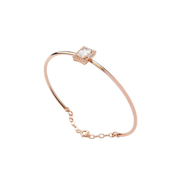 Baget Taşlı Rose Altın Kelepçe Bilezik 14KLPC244 - Altınaşkı