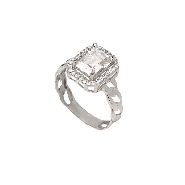 Baget Tektaş Beyaz Altın Yüzük 8YZK456 - Altınaşkı