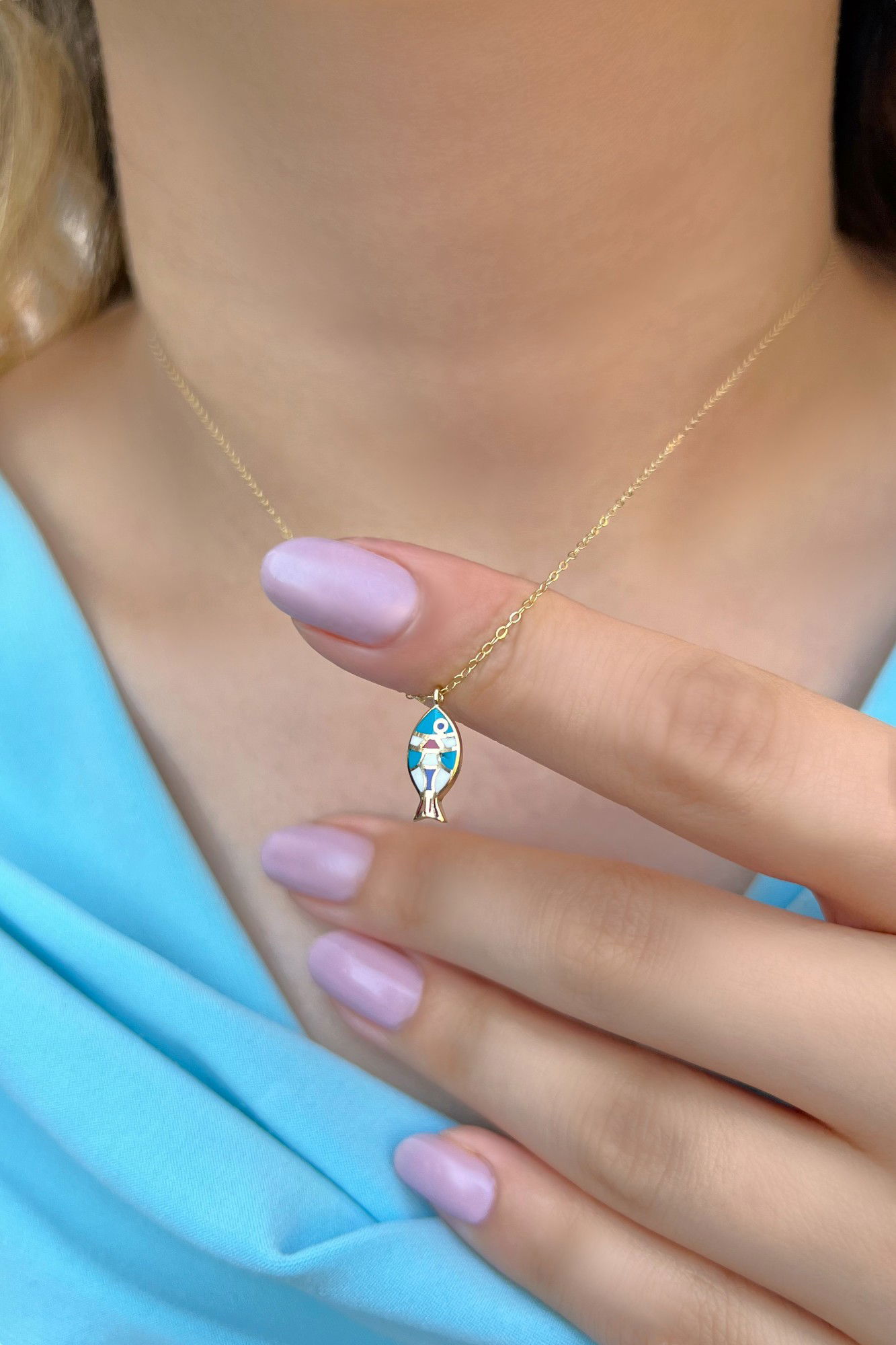 Balık Hayalet Altın Kolye 8KLY881 - 1