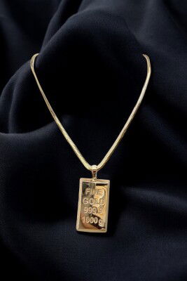 Balıksırtı Külçe Altın Kolye 14KLY9860 - 2