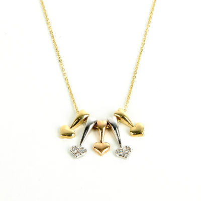 Beşli Kalp Altın Kolye 14KLY25 - Altınaşkı