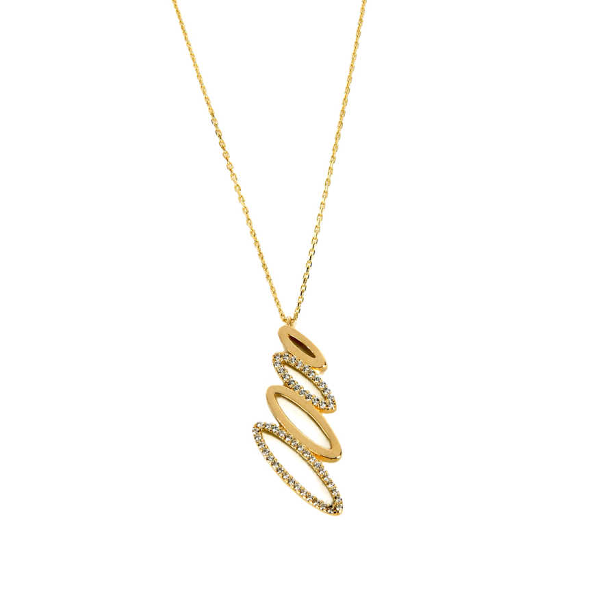 Beşli Oval Altın Kolye 14KLY156 - 1