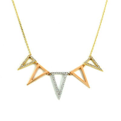 Beşli Üçgen Altın Kolye 14KLY72 - Altınaşkı