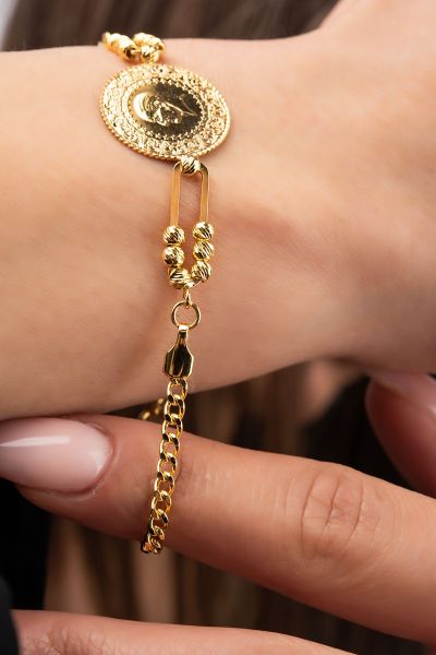 Çeyrek Altınlı Dorika Toplu Altın Bileklık 14KNY4104 - Altınaşkı