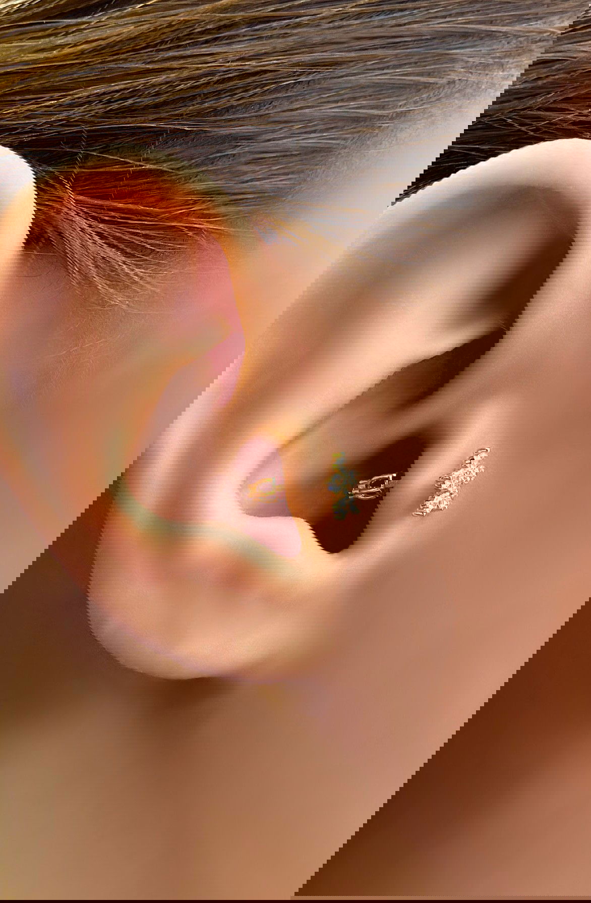 Çiçek Altın Tragus Küpe 14KP8576 - 2