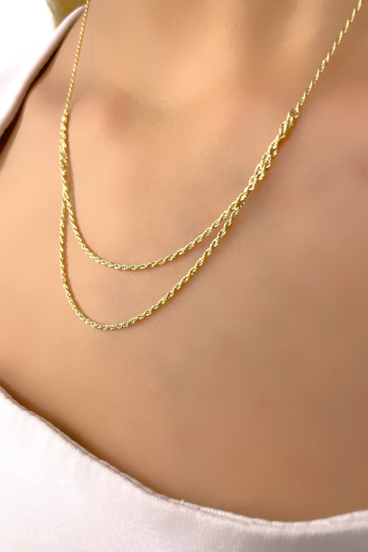 Çift Halat Altın Kolye 14KLY1154 - 1