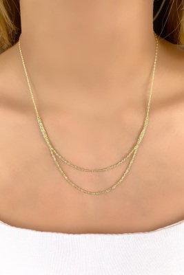 Çift Halat Altın Kolye 14KLY1154 - 2