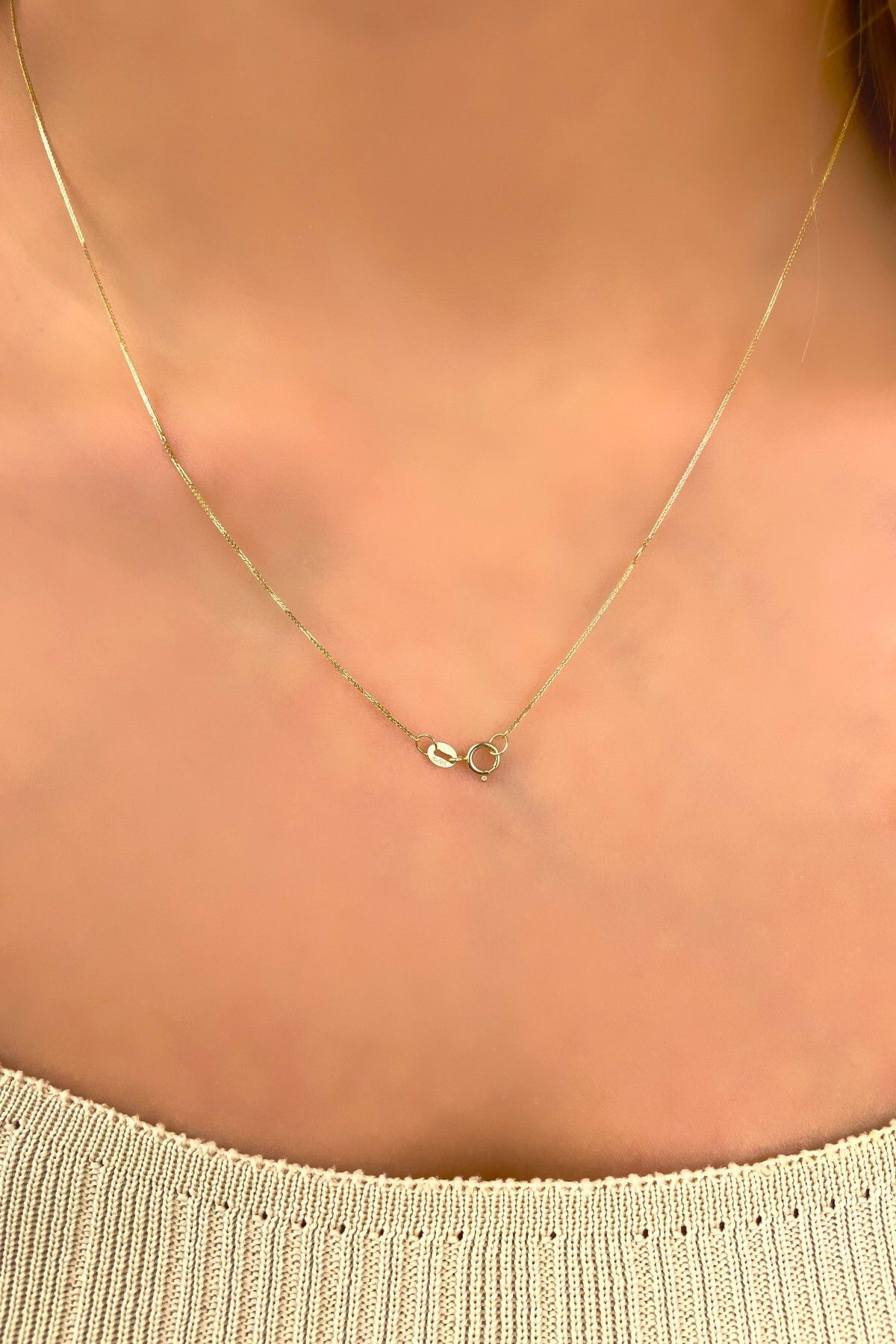 Çift Halka Altın Kolye 14KLY936 - 4