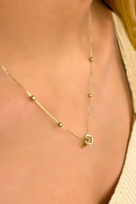 Çift Halka Altın Kolye 14KLY936 - 3