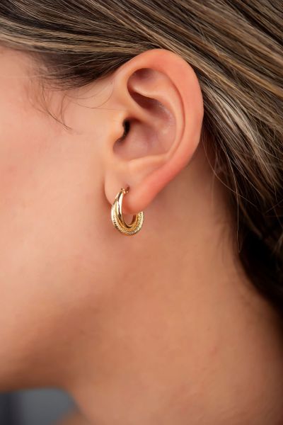 Çift Halkalı Altın Küpe 14KP1694 - Altınaşkı