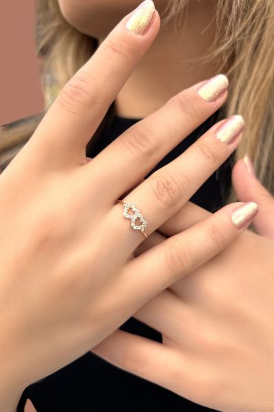 Çift Kalp Altın Yüzük 14YZ6787 - Altınaşkı