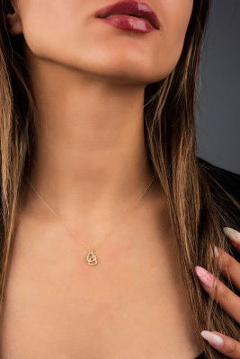 Çift Kalpli Hayalet Altın Kolye 8KLY743 - 1