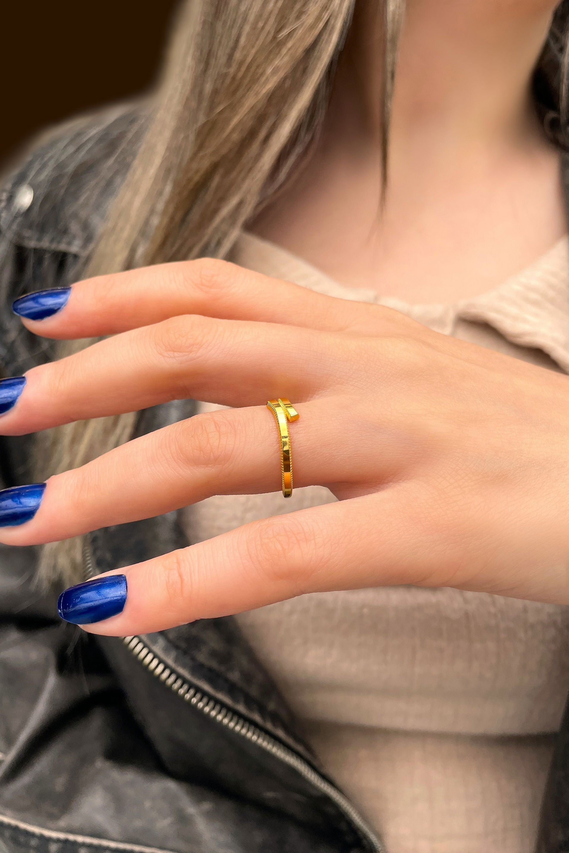 Çift Sıra Ajda Altın Yüzük 8YZK506 - 2