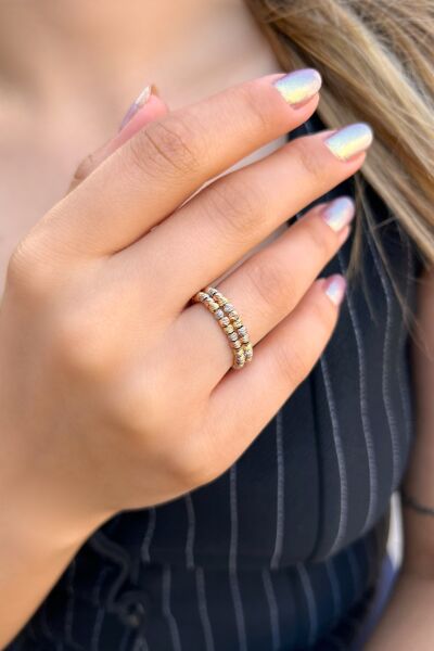 Çift Sıra Dorika Altın Yüzük 14YZ5470 - Altınaşkı