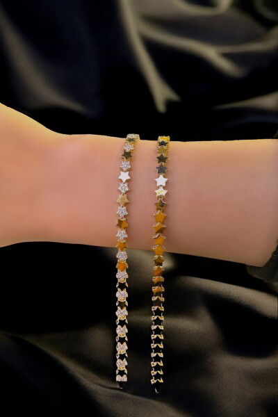 Çift Taraflı Yıldız Altın Bileklik 14KNY4292 - Altınaşkı