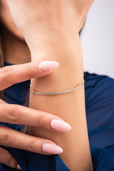 Çift Zincirli Suyolu Altın Bileklık 14KNY4079 - Altınaşkı