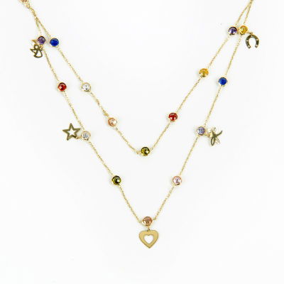 Çiftli Şans Altın Kolye 14KLY47 - Altınaşkı