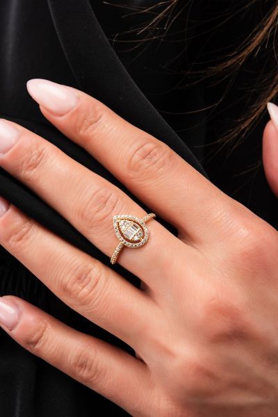 Damla Baget Tektaş Altın Yüzük 8YZK967 - Altınaşkı