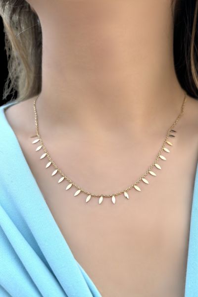 Damla Pullu Altın Kolye 14KLY6110 - Altınaşkı