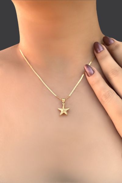 Deniz Yıldızı Parlak Zincir Altın Kolye 14KLY5552 - Altınaşkı