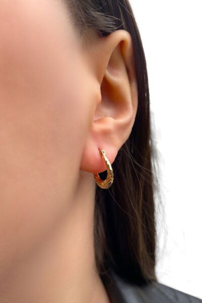 Desenli Damla Altın Küpe 14KP3845 - Altınaşkı