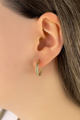 Desenli Halka Altın Küpe 8KP2839 - 2