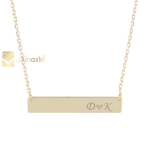 Dikdörtgen Harfli Altın Kolye FYA165 - Altınaşkı