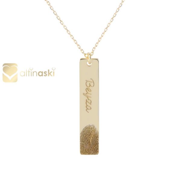 Dikdörtgen Plaka İsimli Altın Kolye FYA159 - Altınaşkı