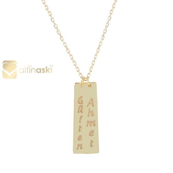 Dikdörtgen Plaka İsimli Altın Kolye FYA162 - Altınaşkı