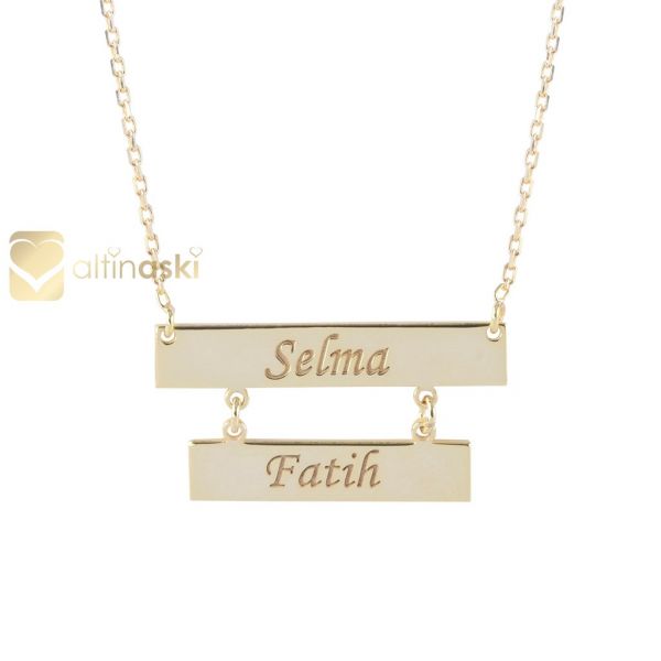 Dikdörtgen Plaka İsimli Altın Kolye FYA163 - Altınaşkı