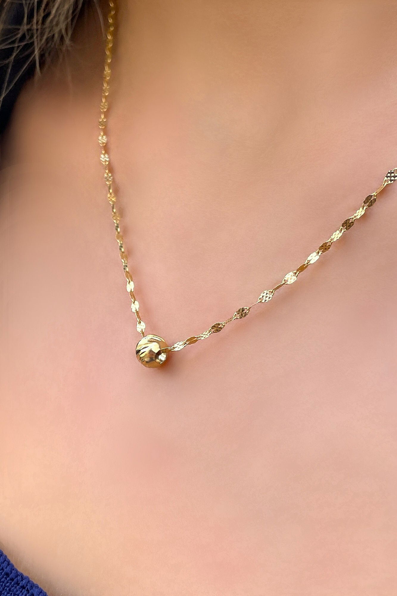 Dorika Toplu Aynalı Altın Kolye 14KLY2312 - 1