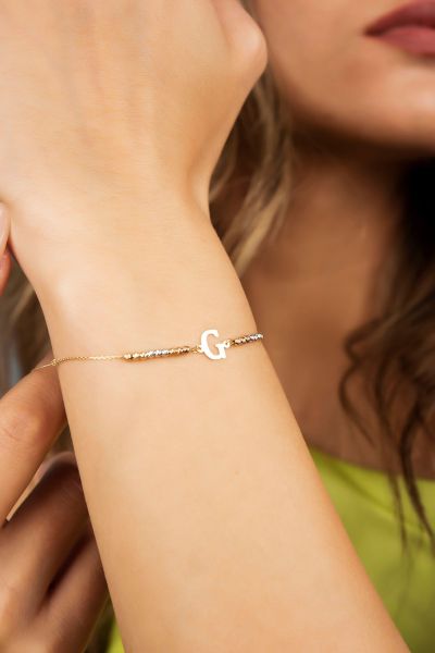 Dorika Toplu Harf Altın Bileklık 14KNY1148 - Altınaşkı