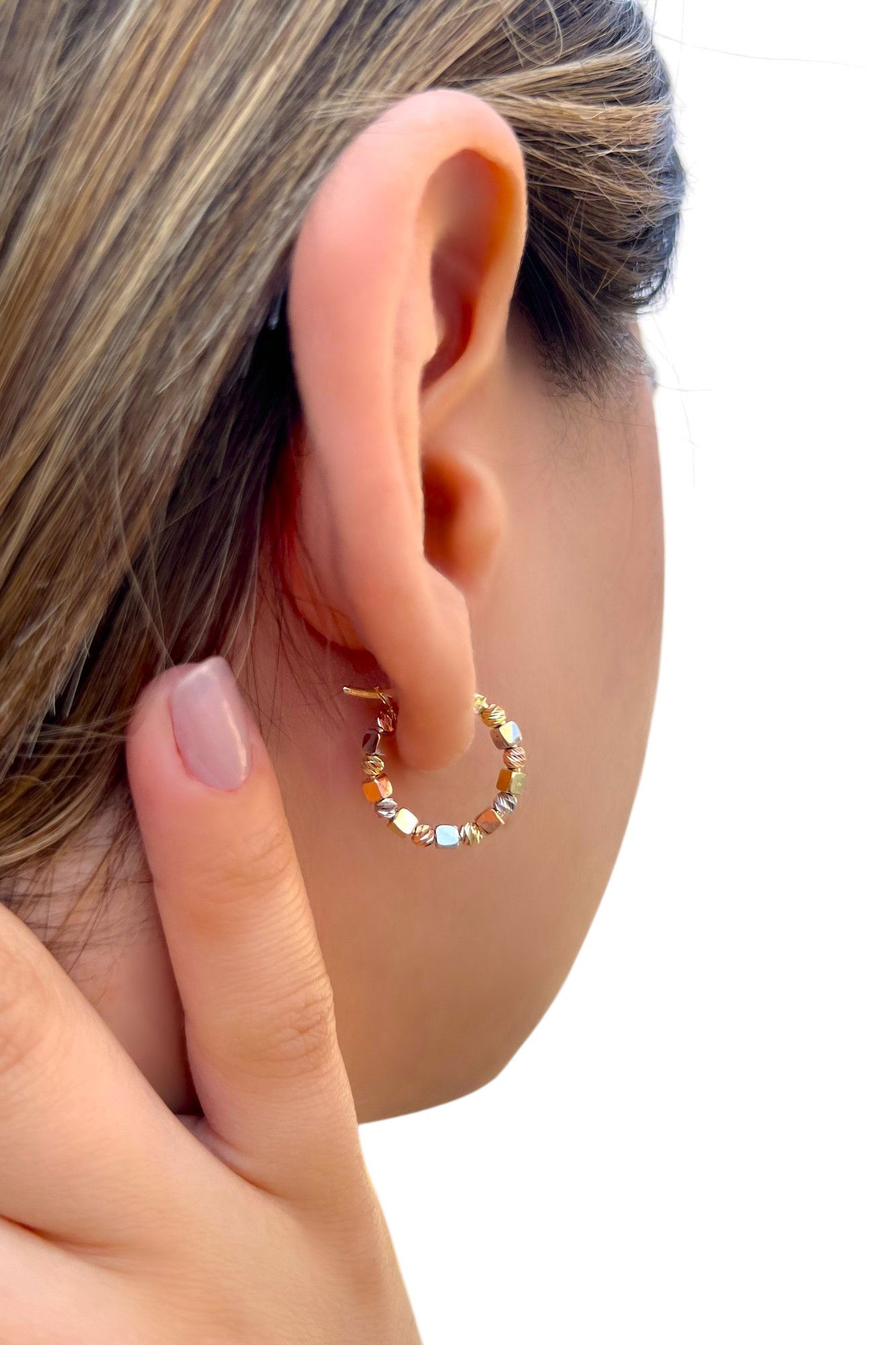 Dorika Toplu Küplü Halka Altın Küpe 14KP4824 - 1