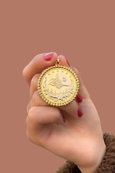 Dorika Toplu Reşat Baskılı Altın Kolye Ucu 14KLY7161 - Altınaşkı