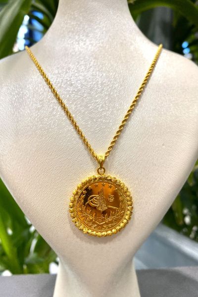 Dorika Toplu Tuğra Baskılı Altın Kolye 14KLY3156 - Altınaşkı