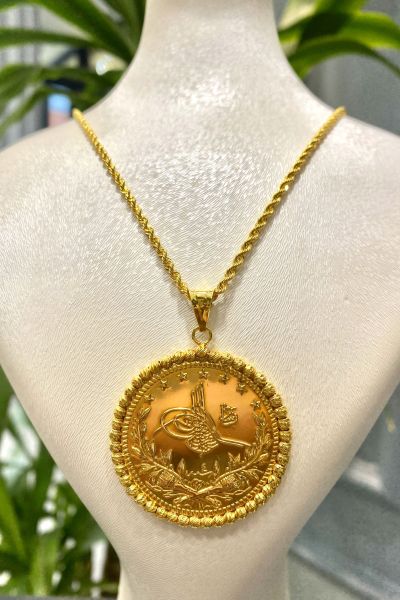 Dorika Toplu Tuğra Baskılı Altın Kolye 14KLY3160 - Altınaşkı