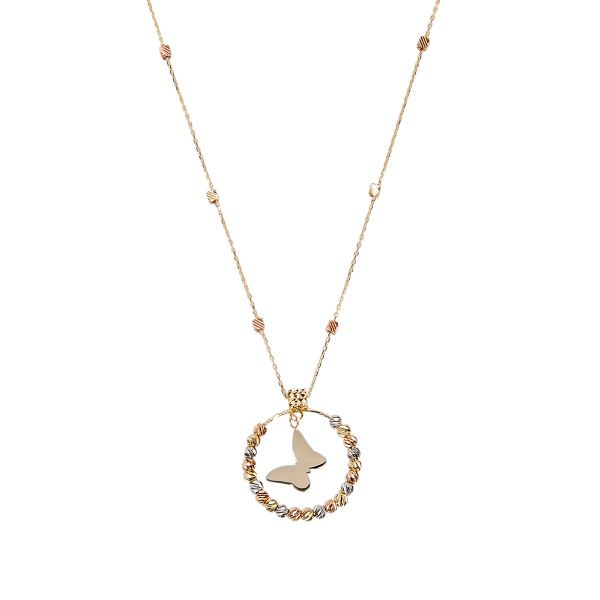 Dorika Toplu Yaprak Altın Kolye 14KLY2565 - Altınaşkı