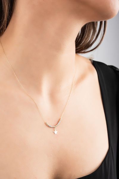 Dorika Toplu Yıldız Altın Kolye 14KLY1202 - Altınaşkı