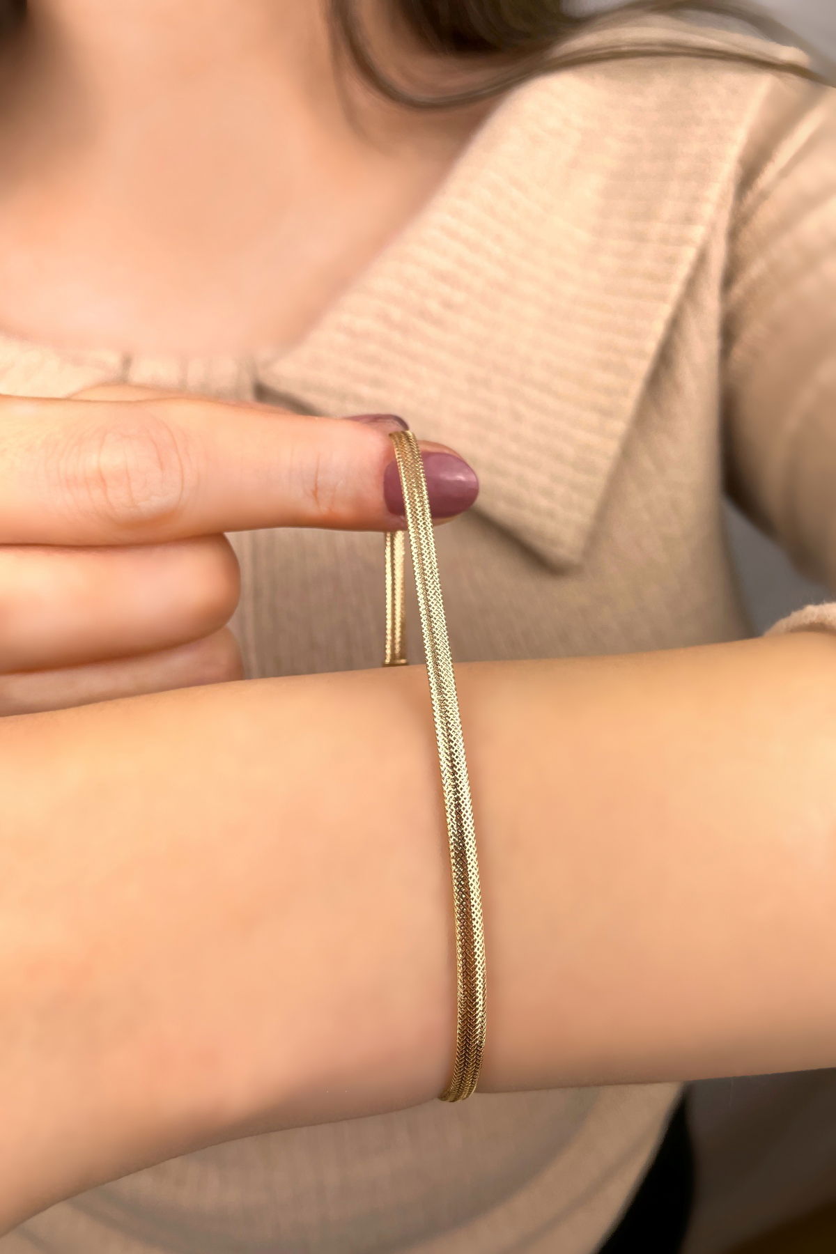 Esnek Taşsız Altın Bileklik 14KNY1033 - 1