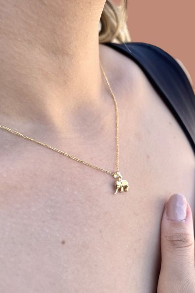 Figaro Zincirli Fil Altın Kolye 14KLY5434 - Altınaşkı