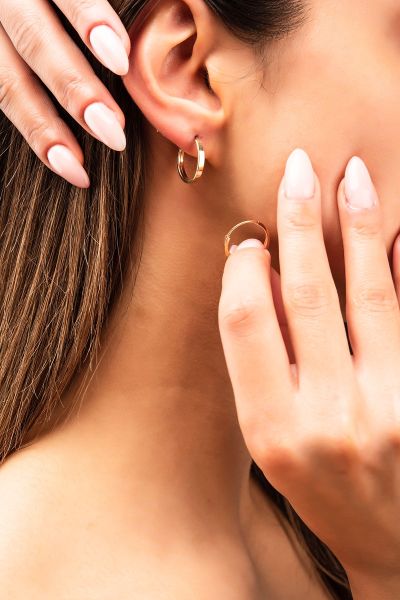 Gizli Kilit Halka Altın Küpe 14KP2663 - Altınaşkı