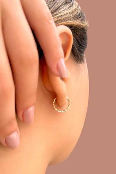 Gizli Kilit Halka Altın Küpe 14KP5858 - Altınaşkı