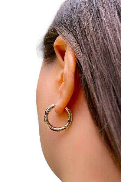 Gizli Kilit Halka Altın Küpe 14KP8765 - Altınaşkı